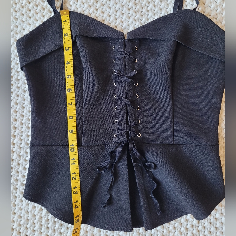 Express Corset-Style Zip Back Tank Top With Stretch, Black - Picture 13 of 13